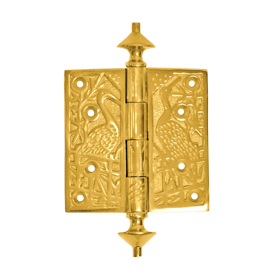 3 1/2 x 3 1/2 Inch Umbrella Tipped Crane Solid Brass Hinge