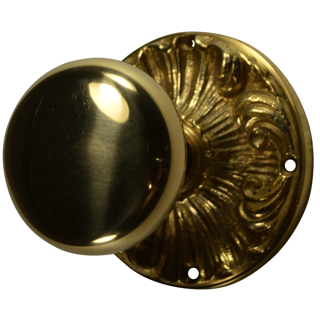 Romanesque Rosette Door Set with Round Brass Door Knobs (Several Finishes Available) COPPER MOUNTAIN HARDWARE