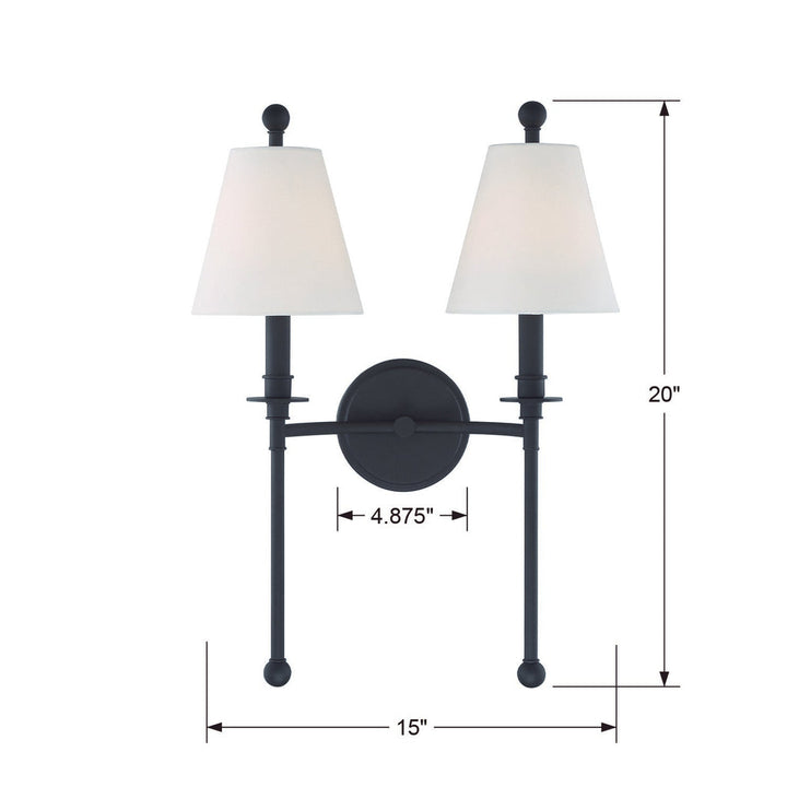 Crystorama Crystorama Riverdale 2 Light Black Forged Sconce