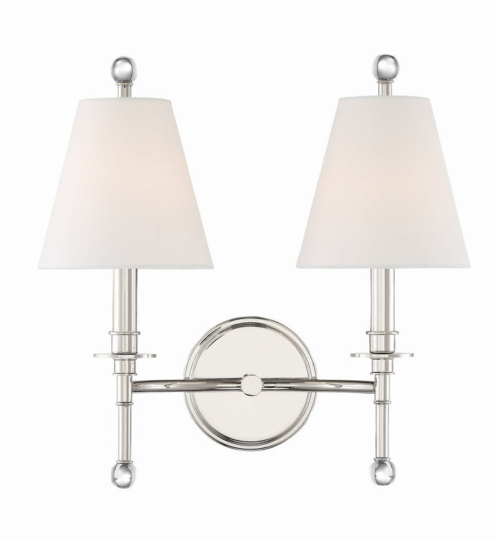 Crystorama Crystorama Riverdale 2 Light Polished Nickel Sconce