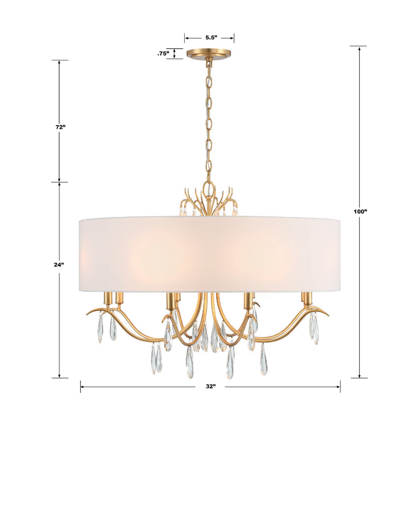 Crystorama Crystorama Rollins 8 Light Antique Gold Chandelier