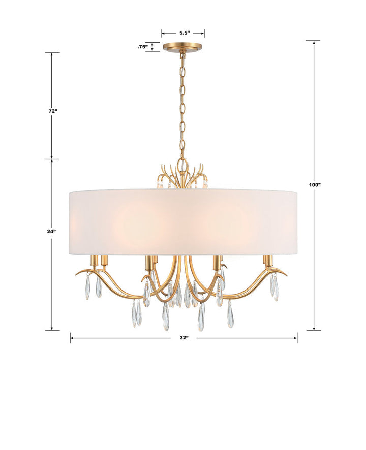 Crystorama Crystorama Rollins 8 Light Antique Gold Chandelier