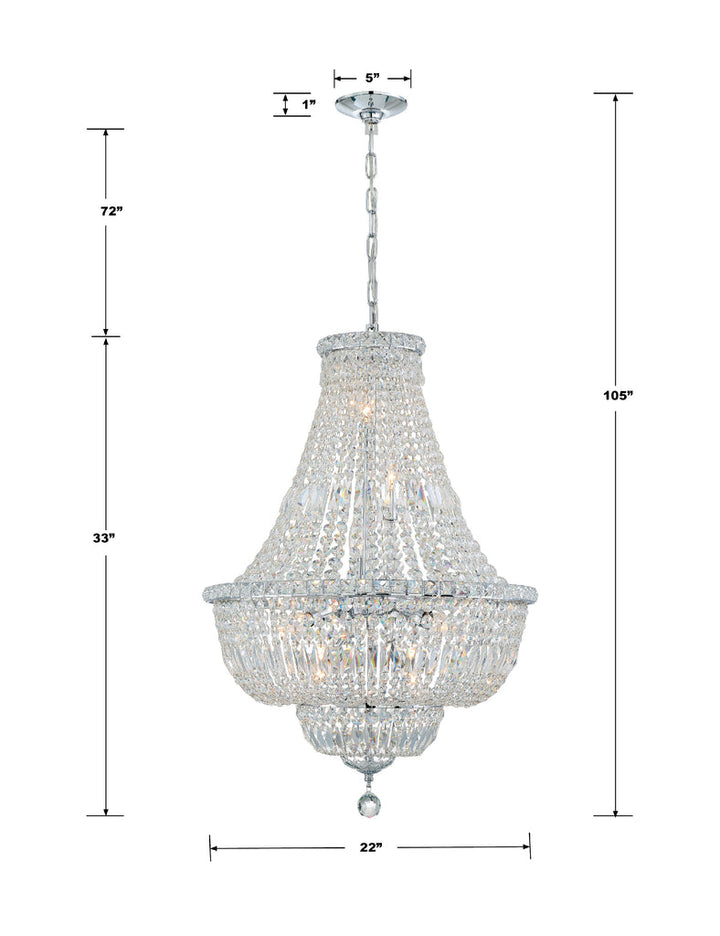 Crystorama Crystorama Roslyn 9 Light Polished Chrome Chandelier