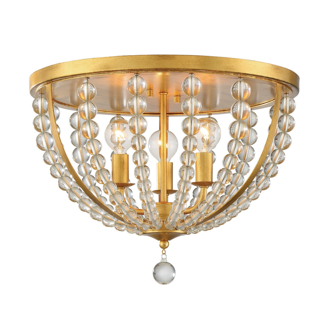 Roxy 3 Light Antique Gold Flush Mount Crystorama