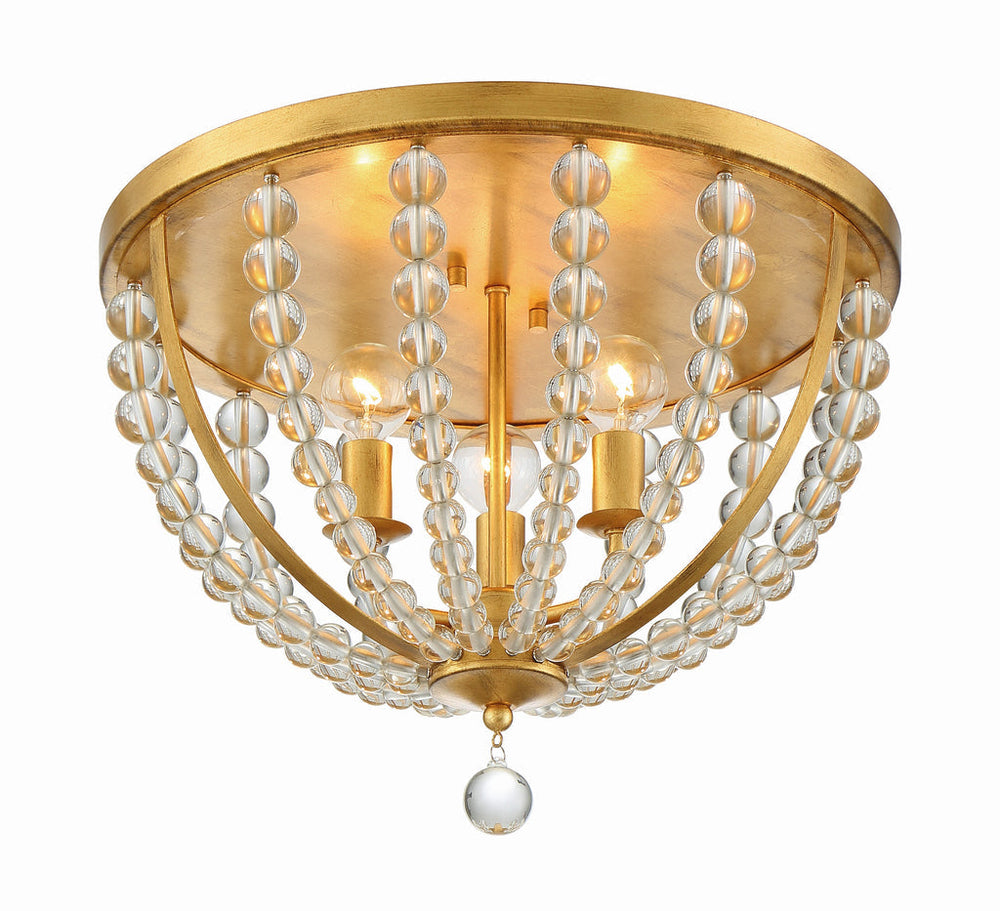 Roxy 3 Light Antique Gold Flush Mount Crystorama