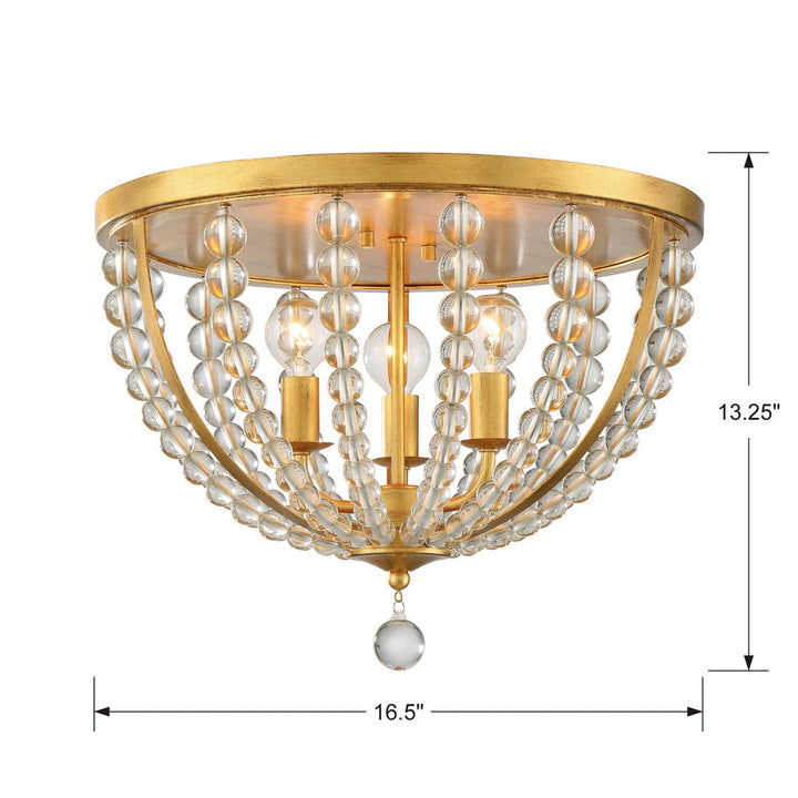 Roxy 3 Light Antique Gold Flush Mount Crystorama