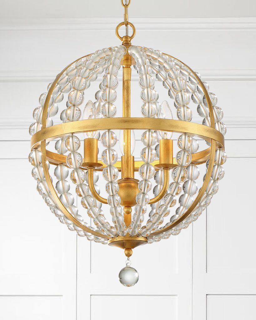 Crystorama Crystorama Roxy 3 Light Antique Gold Mini Chandelier