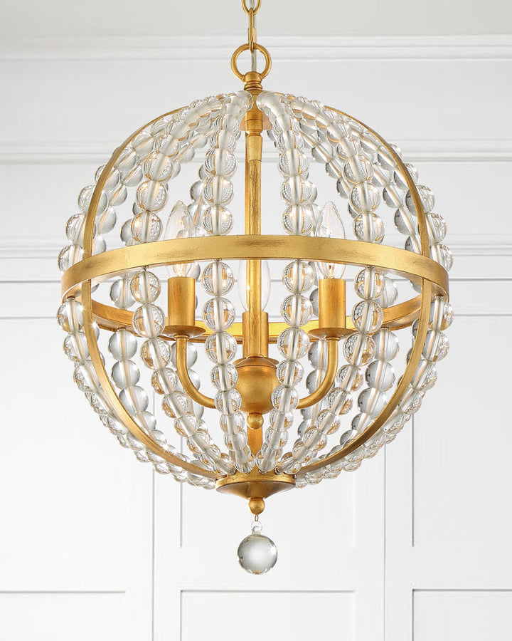 Crystorama Crystorama Roxy 3 Light Antique Gold Mini Chandelier