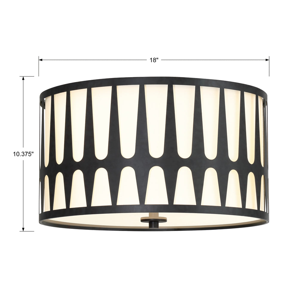 Royston 3 Light Black Flush Mount Crystorama