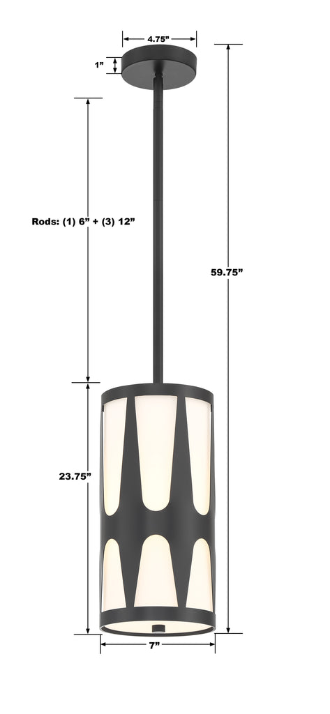 Crystorama Crystorama Royston 1 Light Black Mini Pendant