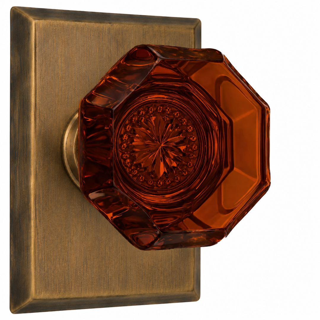 Magnifique® Rectangular Door Set with Amber Glass Knobs (Several Finishes Available)