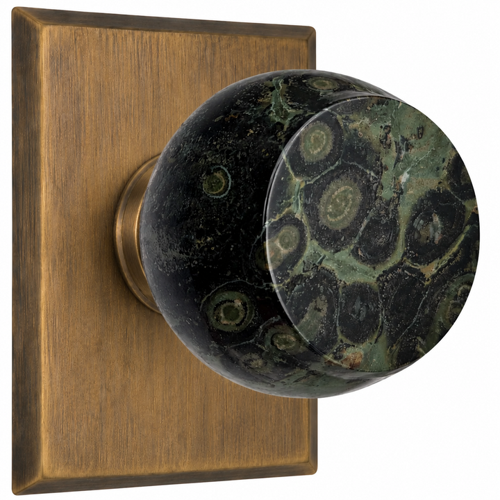 Magnifique® Rectangular Door Set with Crocodile Jasper Knobs (Several Finishes Available)