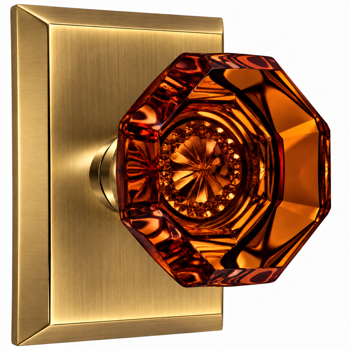 Magnifique® Rectangular Door Set with Amber Glass Knobs (Several Finishes Available)