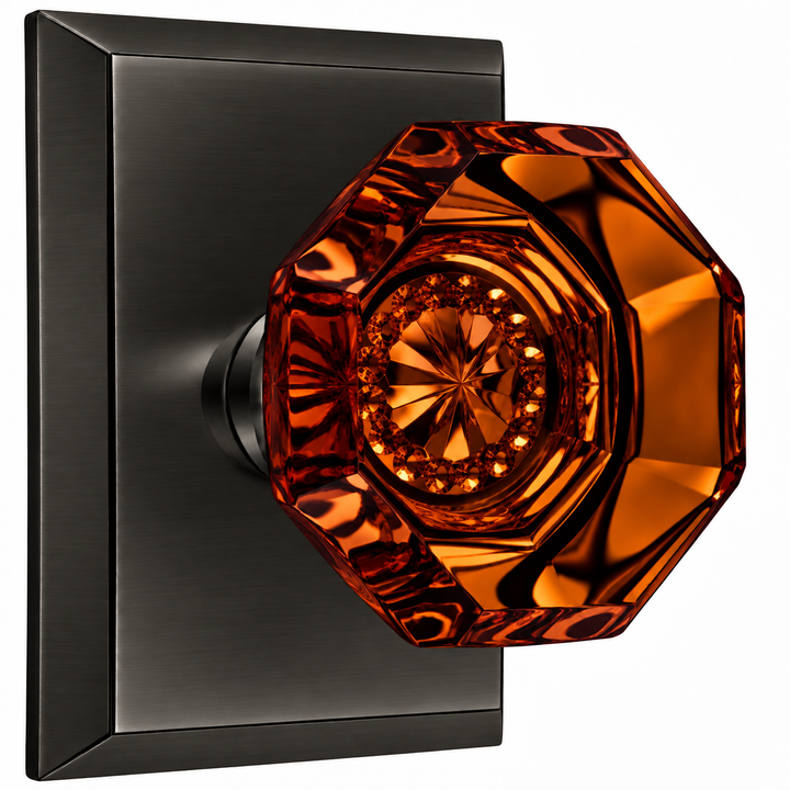 Magnifique® Rectangular Door Set with Amber Glass Knobs (Several Finishes Available)