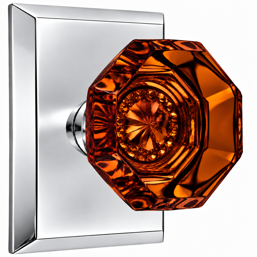 Magnifique® Rectangular Door Set with Amber Glass Knobs (Several Finishes Available)