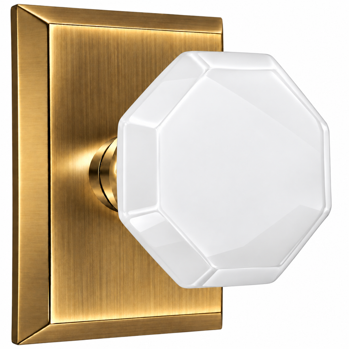 Magnifique® Rectangular Door Set with White Milk Glass Knobs (Several Finishes Available)
