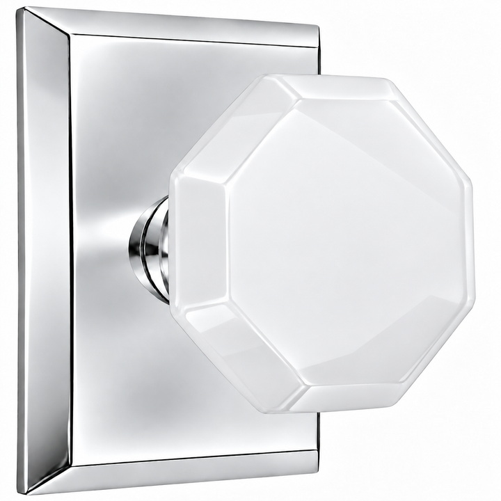 Magnifique® Rectangular Door Set with White Milk Glass Knobs (Several Finishes Available)