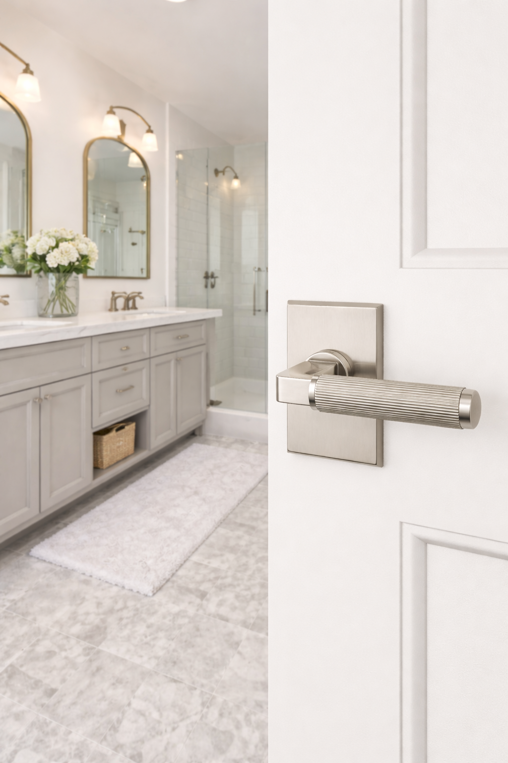 Magnifique® Rectangular Door Set with Modern Reed Lever (Several Finishes Available)