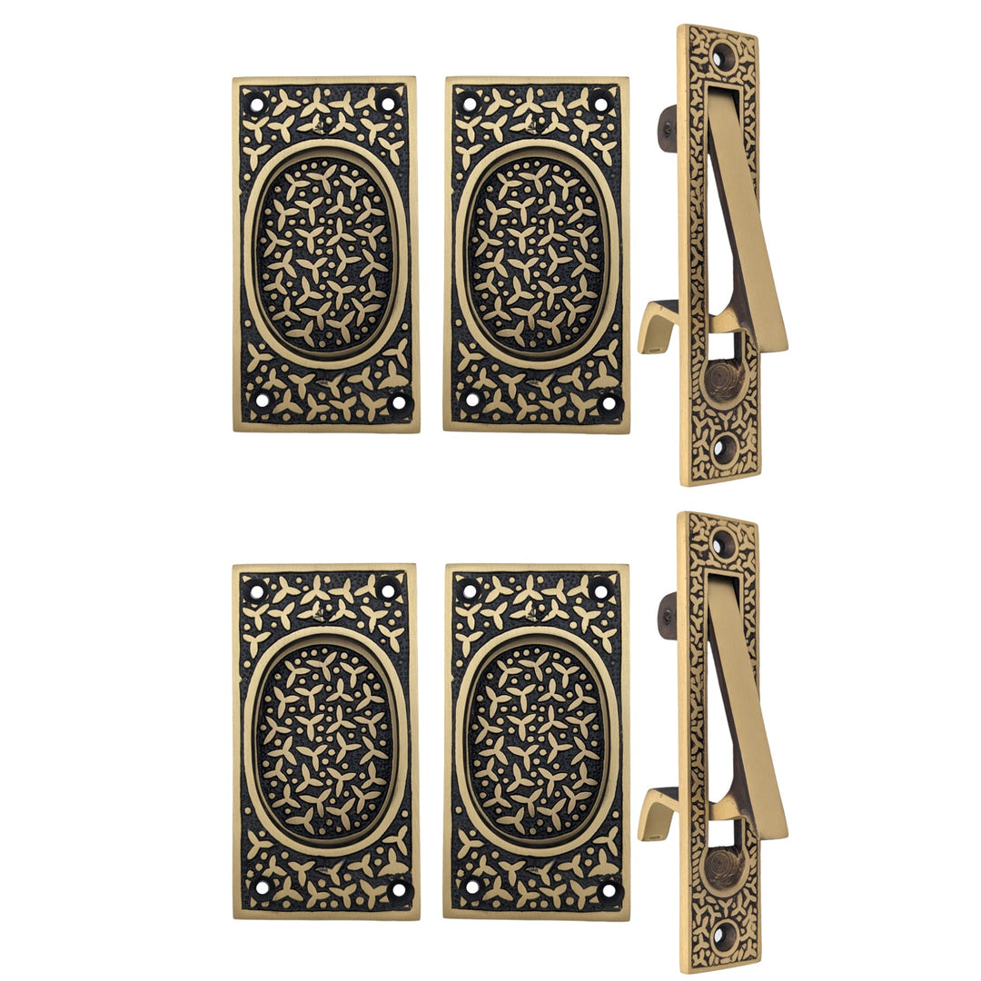 COPPER MOUNTAIN HARDWARE Rice Pattern Pocket Passage Style Door Set in Several Finishes