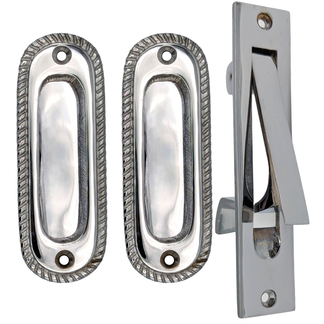 Georgian Rope Oval Pocket Door Set (Several Finishes Available) COPPER MOUNTAIN HARDWARE