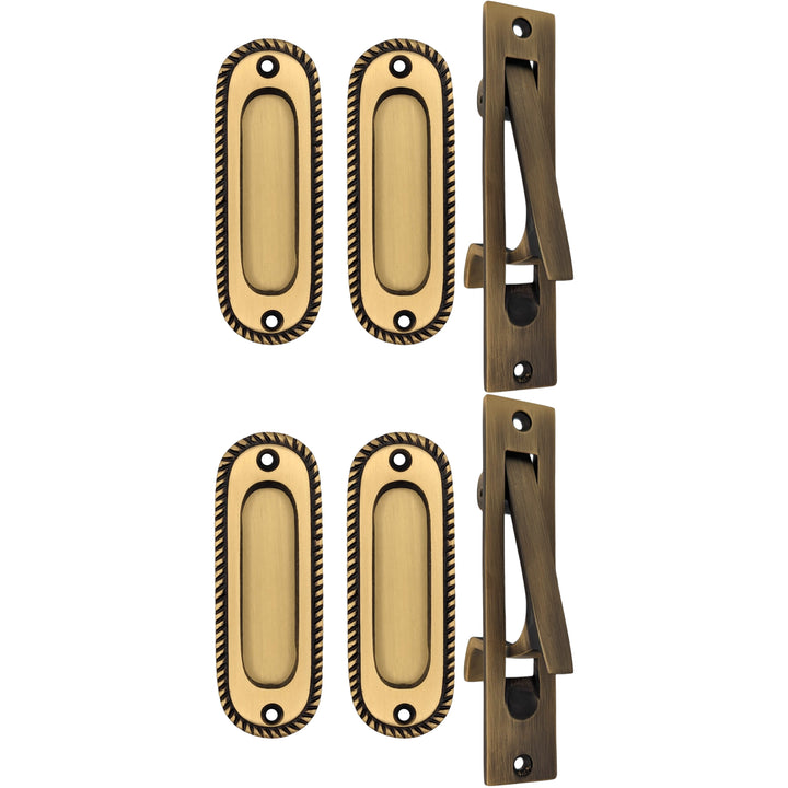 Georgian Rope Oval Pocket Door Set (Several Finishes Available) COPPER MOUNTAIN HARDWARE