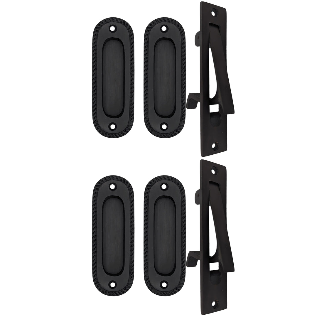 Georgian Rope Oval Pocket Door Set (Several Finishes Available) COPPER MOUNTAIN HARDWARE