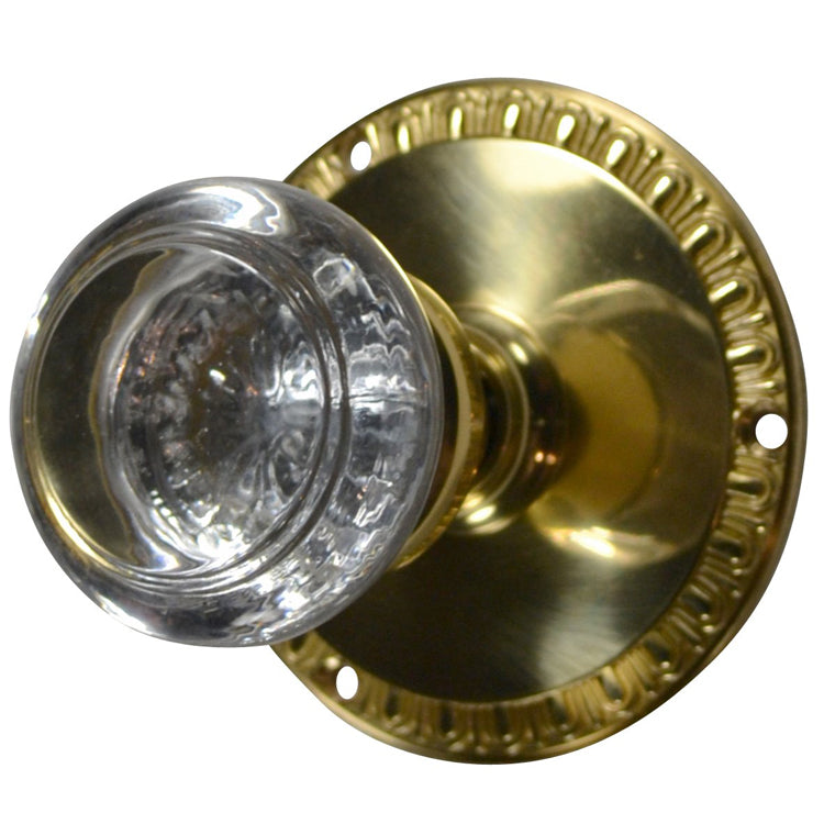 Egg & Dart Rosette Door Set with Round Crystal Door Knobs (Several Finishes Available) COPPER MOUNTAIN HARDWARE