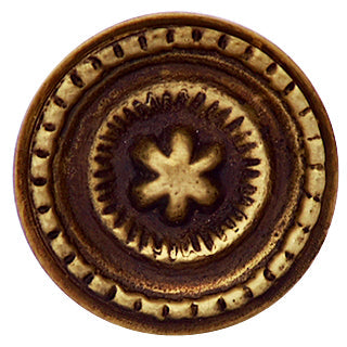 1 1/4 Inch Solid Brass Beaded Star Round Cabinet & Furniture Knob COPPER MOUNTAIN HARDWARE