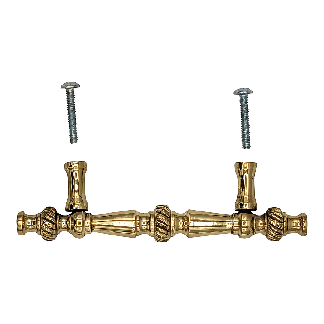 5 Inch Overall (3 Inch c-c) Solid Brass Georgian Roped Style Pull (Several Finishes Available)
