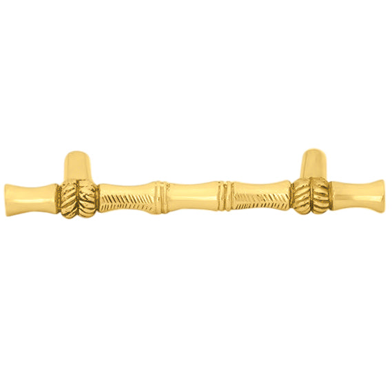 4 3/4 Inch Overall (3 Inch c-c) Solid Brass Japanese Bamboo Style Pull (Several Finishing Available)