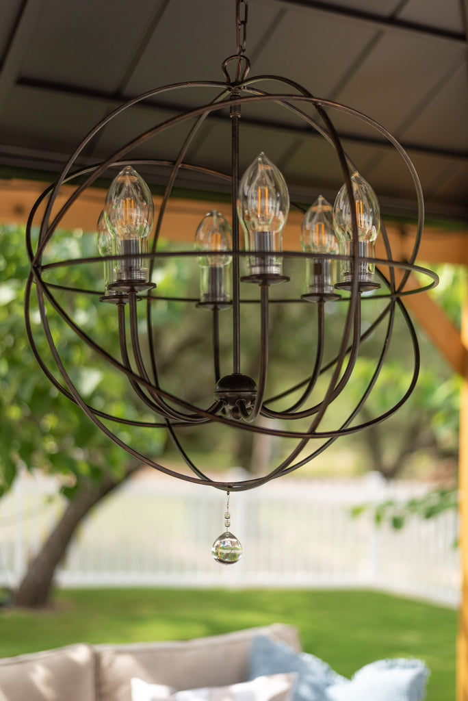 Solaris 6 Light English Bronze Sphere Outdoor Pendant Crystorama