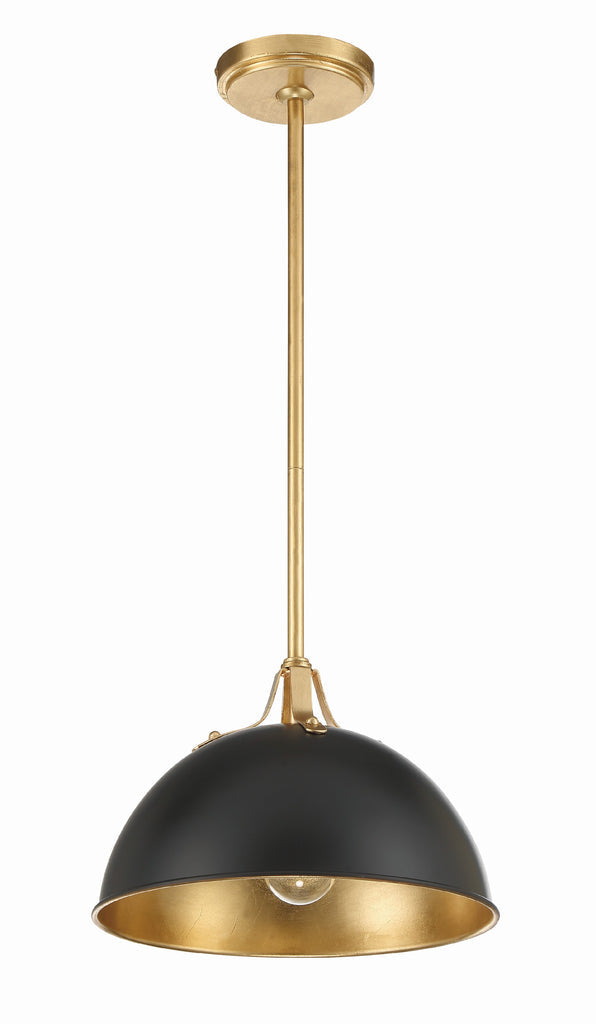Crystorama Crystorama Soto 1 Light Matte Black + Antique Gold Mini Pendant