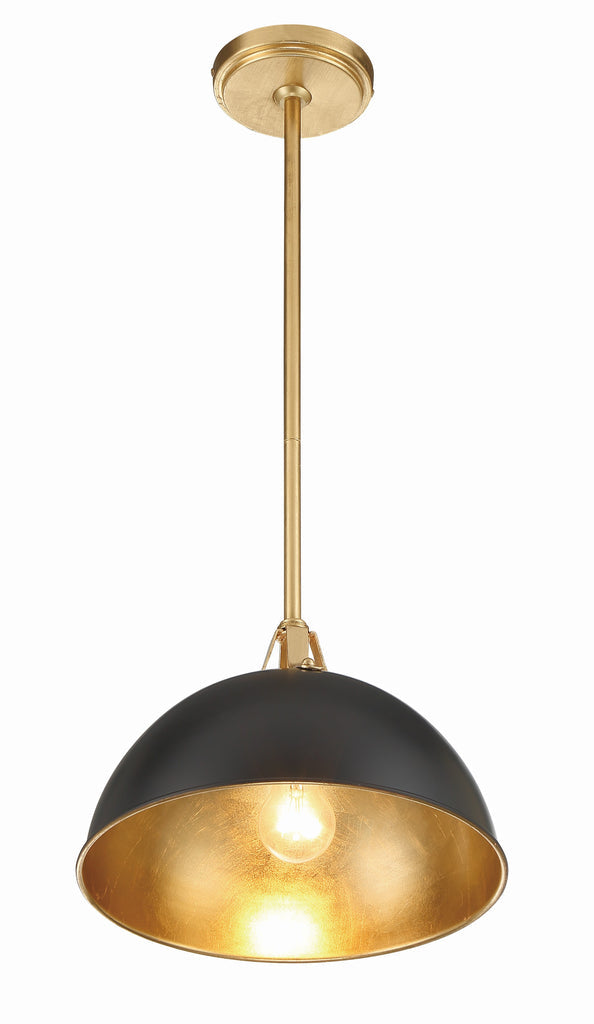 Crystorama Crystorama Soto 1 Light Matte Black + Antique Gold Mini Pendant
