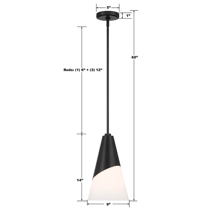 Crystorama Crystorama Brian Patrick Flynn Tori 1 Light Matte Black Pendant
