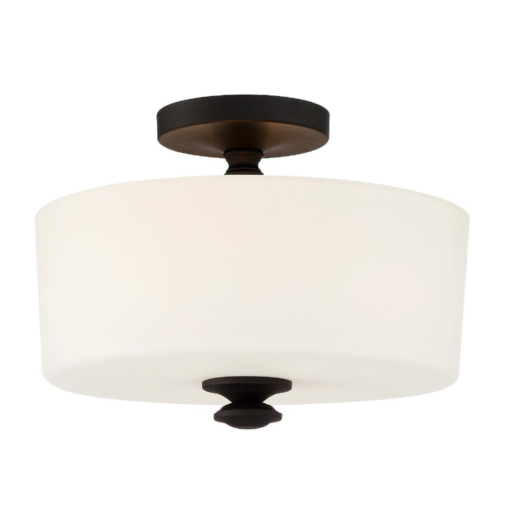 Travis 2 Light Black Forged Semi Flush Mount Crystorama