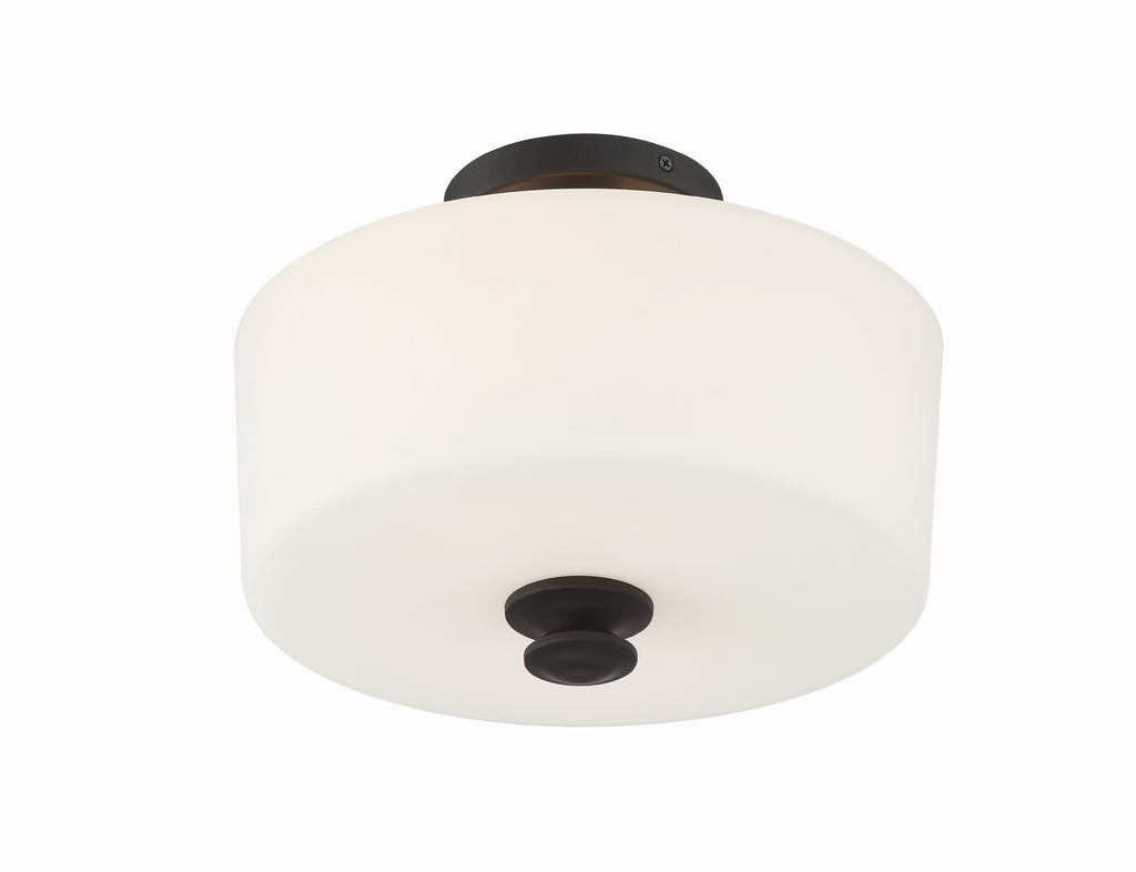 Travis 2 Light Black Forged Semi Flush Mount Crystorama