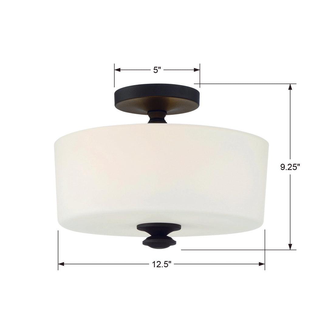 Travis 2 Light Black Forged Semi Flush Mount Crystorama