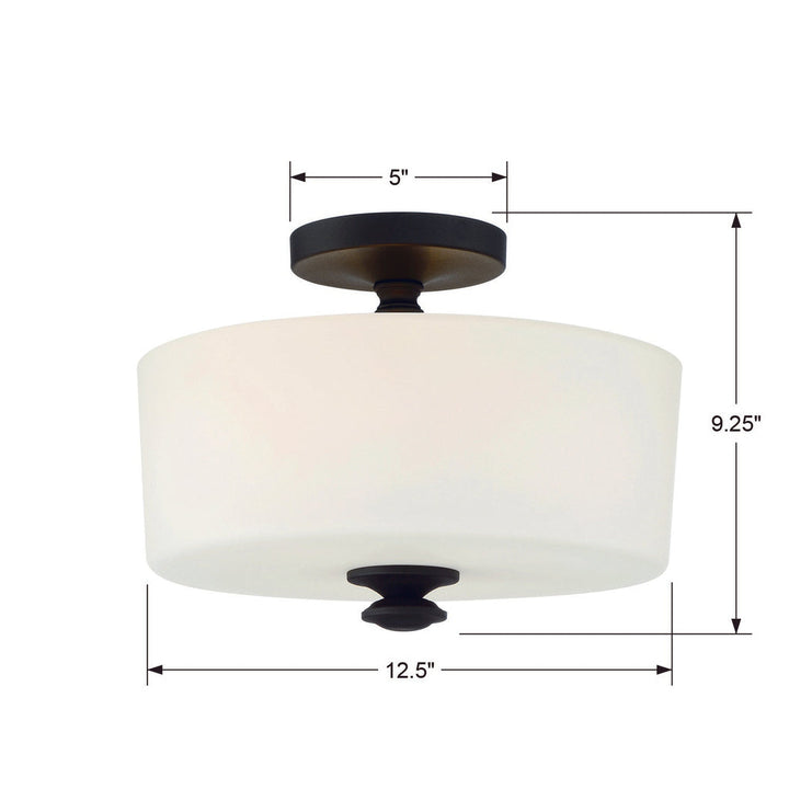 Travis 2 Light Black Forged Semi Flush Mount Crystorama