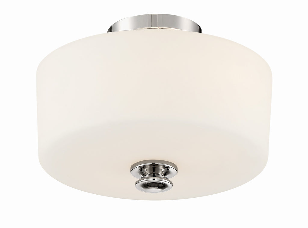 Travis 2 Light Polished Nickel Semi Flush Mount Crystorama