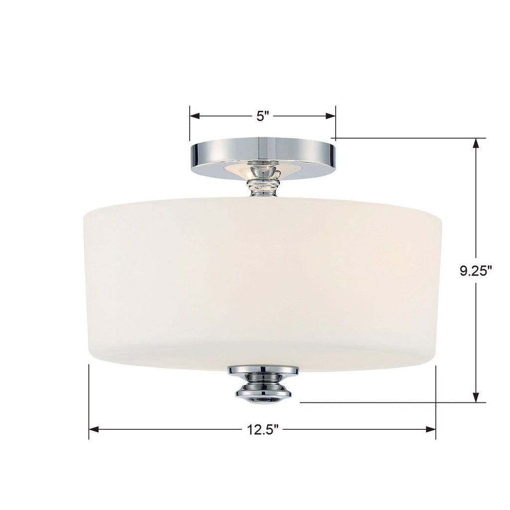 Travis 2 Light Polished Nickel Semi Flush Mount Crystorama