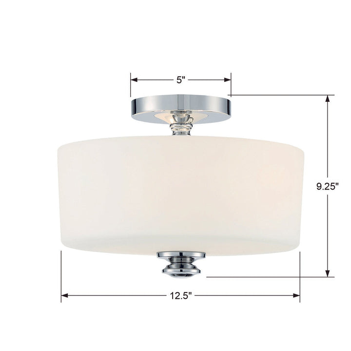 Travis 2 Light Polished Nickel Semi Flush Mount Crystorama