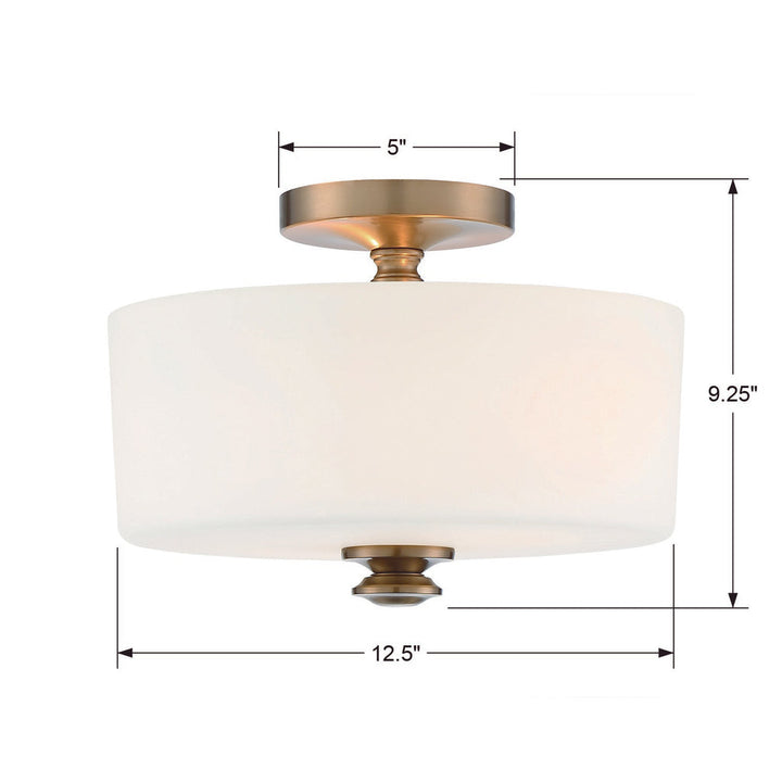 Travis 2 Light Vibrant Gold Semi Flush Mount Crystorama