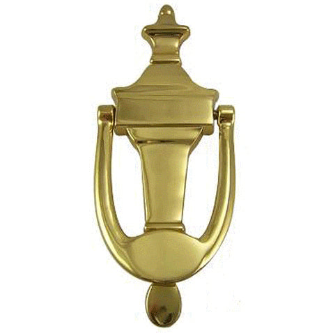 6 3/4 Inch (5 Inch c-c) Solid Brass Traditional Door Knocker (Polished Brass Finish) COPPER MOUNTAIN HARDWARE