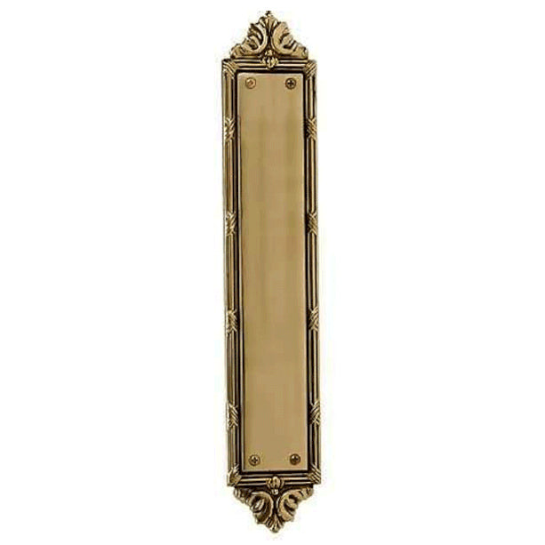 13 3/4 Inch Solid Brass Ribbon & Reed Door Pull and Push Plate