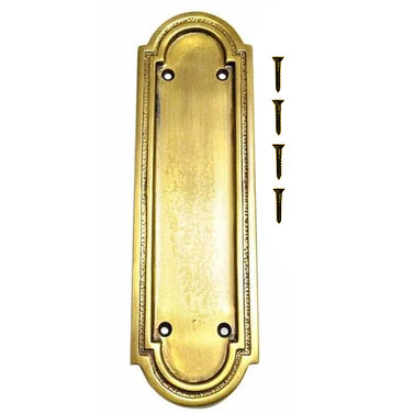 8 3/8 Inch Solid Brass Rounded Georgian Pattern Push Plate