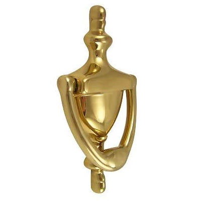 5 7/8 Inch (4 Inch c-c) Solid Brass Traditional Door Knocker (Polished Brass Finish) COPPER MOUNTAIN HARDWARE