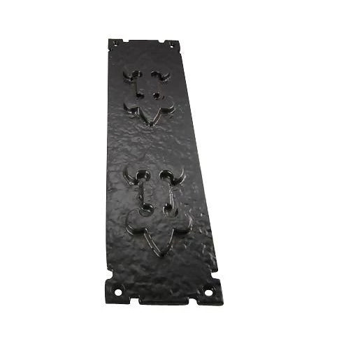 11 1/2 Inch Solid Rough Iron Fleur de Lis Push Plate
