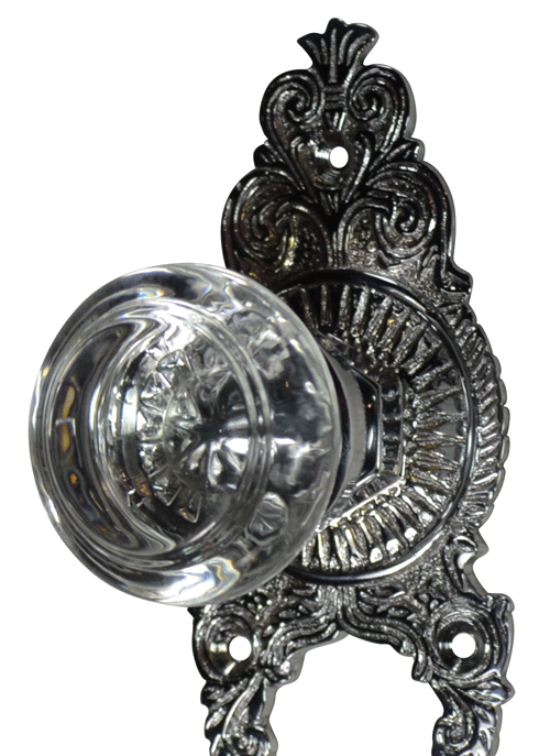 Ornate Victorian Rosette with Round Crystal Door Knobs (Several Finishes Available) COPPER MOUNTAIN HARDWARE