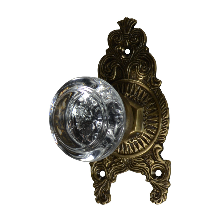 Ornate Victorian Rosette with Round Crystal Door Knobs (Several Finishes Available) COPPER MOUNTAIN HARDWARE