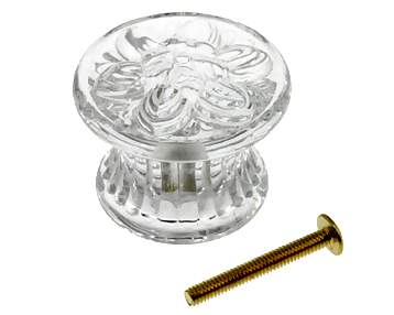 COPPER MOUNTAIN HARDWARE Flat Daisy Floral Clear Glass Cabinet & Furniture Knob